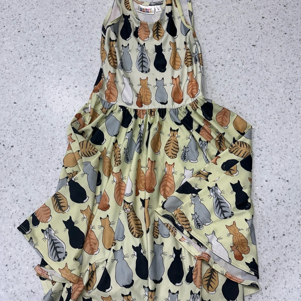 Cat Print Sleeveless Dress DDS - cool fabric size 5/6